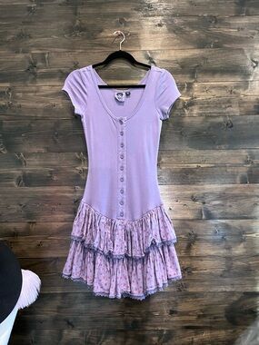 Betsey Johnson Lavender Layered Ruffle Dress Punk Label Archive *Rare*